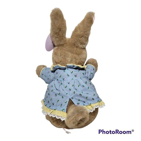 Commonwealth Easter Bunny Plush Rabbit Stuffed Animal Dress Outfit 15" Brown - Picture 7 of 12